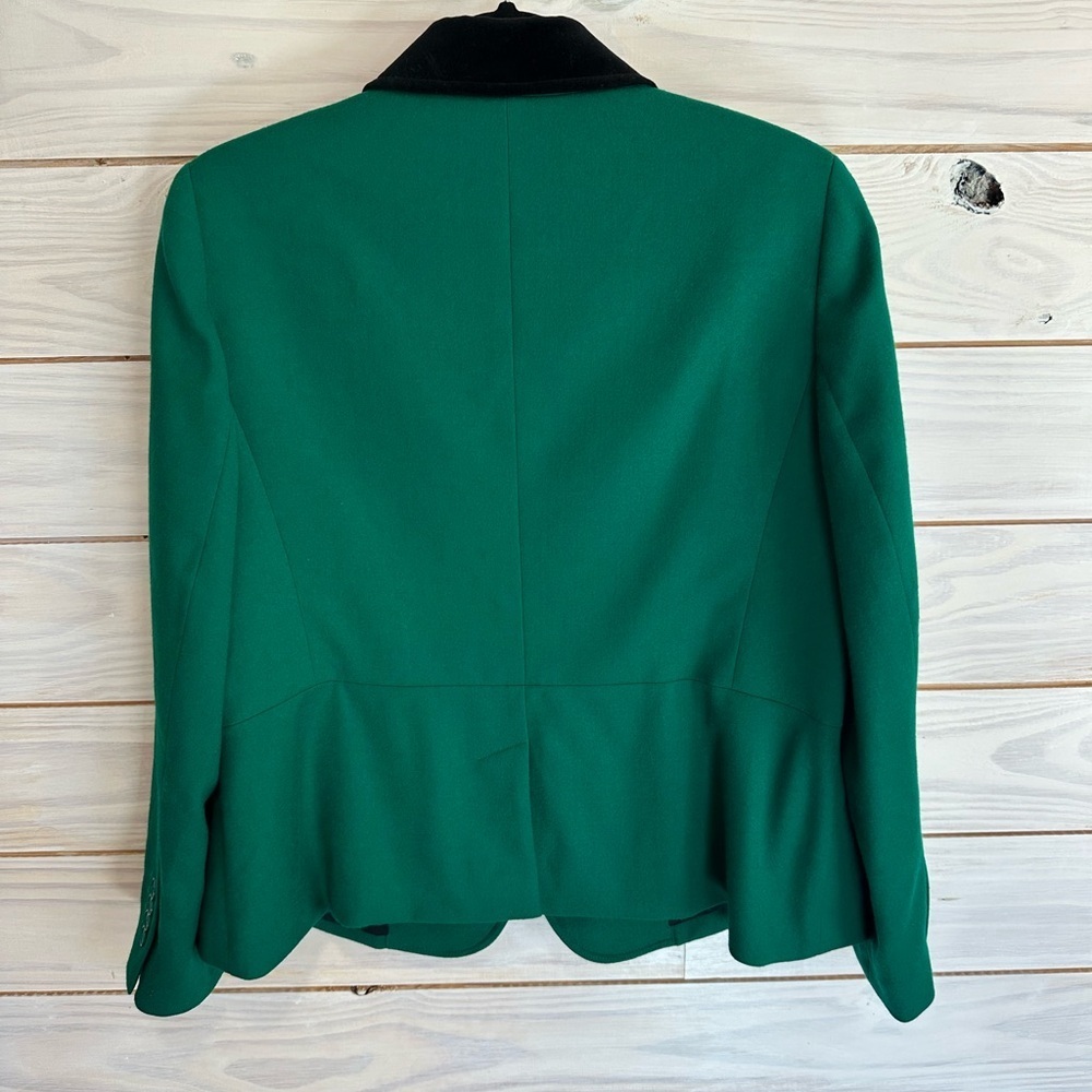 Talbots Emerald Wool Blazer with Black Velvet Collar - Picture 2 of 7